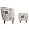 Modern Accent Tub Chair and Ottoman Set with Fabric Upholstered-Grey
